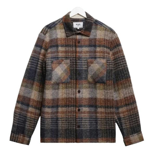 Wax London Whiting Ari Wool Blend Check Overshirt