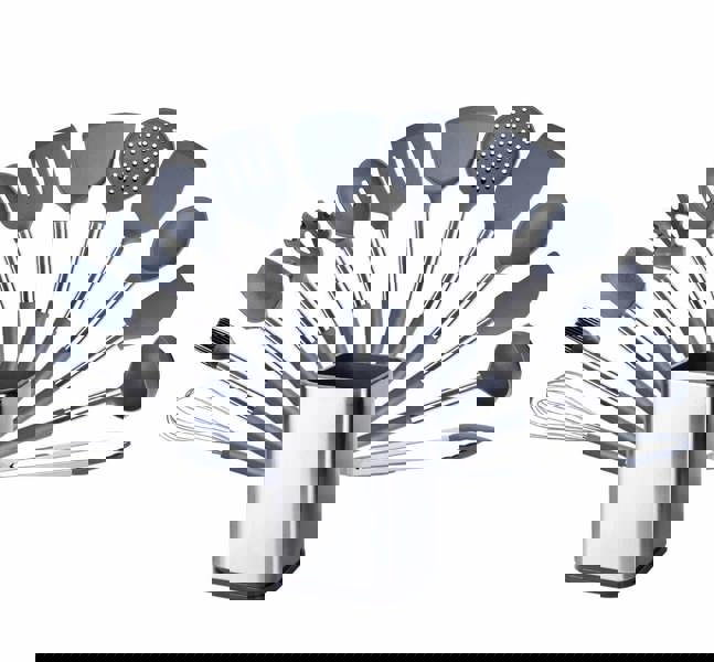 Anygleam Kitchen Utensils Non-stick Grey/ Silver 13 Set Cooking Tool with Storage Box Accessories Heat Resistant Kitchenware