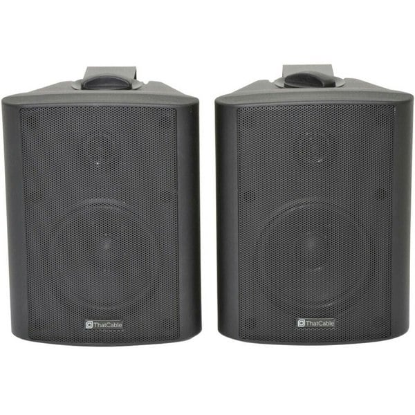 PREMIUM TV Sound System Black Wall Speakers 200W Subwoofer & Bluetooth Amp Kit