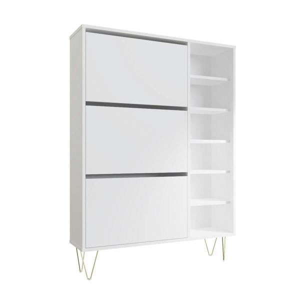 Timber Art Design Monaco 3 Drawer Shoe Cabinet in White