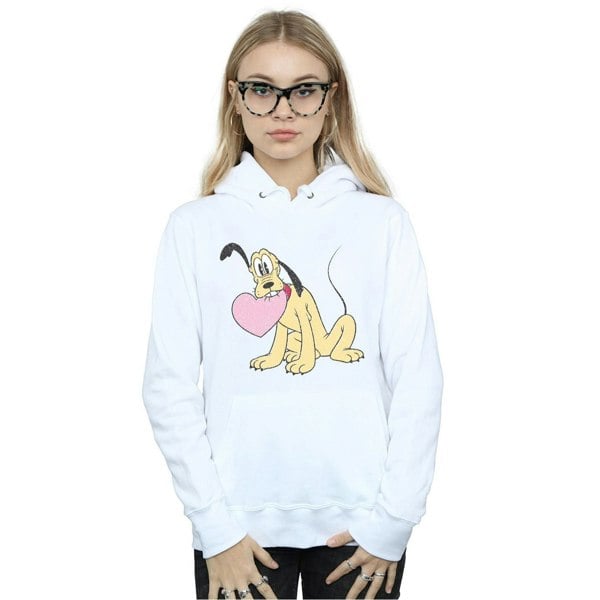 Disney Womens/Ladies Pluto Love Heart Hoodie - White