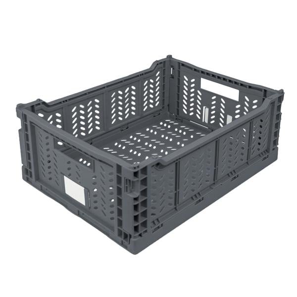 JVL STACKIT - Plastic Foldable Storage Crate - 14.5L - Grey