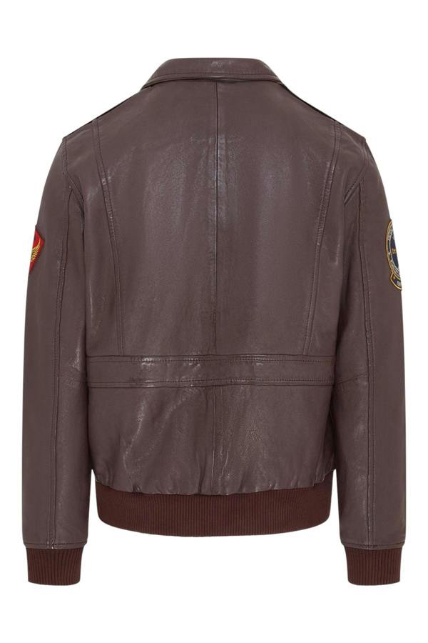 Infinity Leather Men’s Leather Bomber G-1 Aviator Collar Jacket  - Maverick