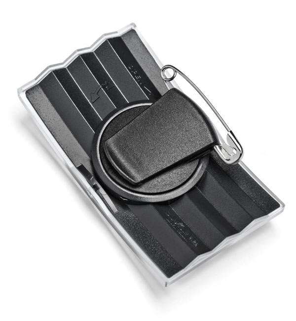 Durable CONVEX Clip & Pin Name Tag Badge Holders + Inserts | 25 Pack | 40 x 75mm