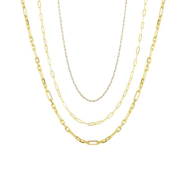 Spero London Paperclip Link Chain Sterling Silver Necklace Layering Set