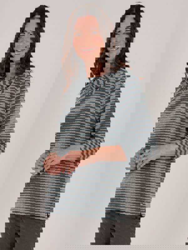 TIGI-Wear Yarn Dye Stripe Drape Cowl Neck Top