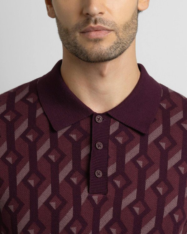 Steel & Jelly Rickman - Oval Chain Geometric Jacquard Knitted Polo Shirt
