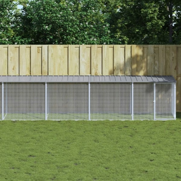 Berkfield Chicken Cage with Roof Light Grey 803x98x90 cm Galvanised Steel