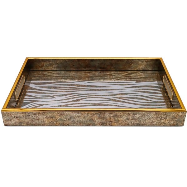 Maison des Cadeaux Rectangle Zebra Print Tray and Drink Coasters Set