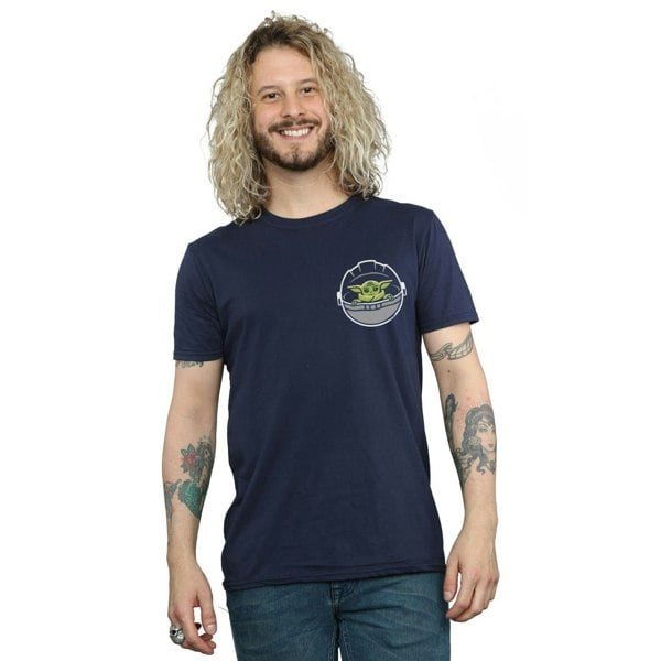 Star Wars Mens The Mandalorian The Child Drawn Breast Print T-Shirt - Navy Blue