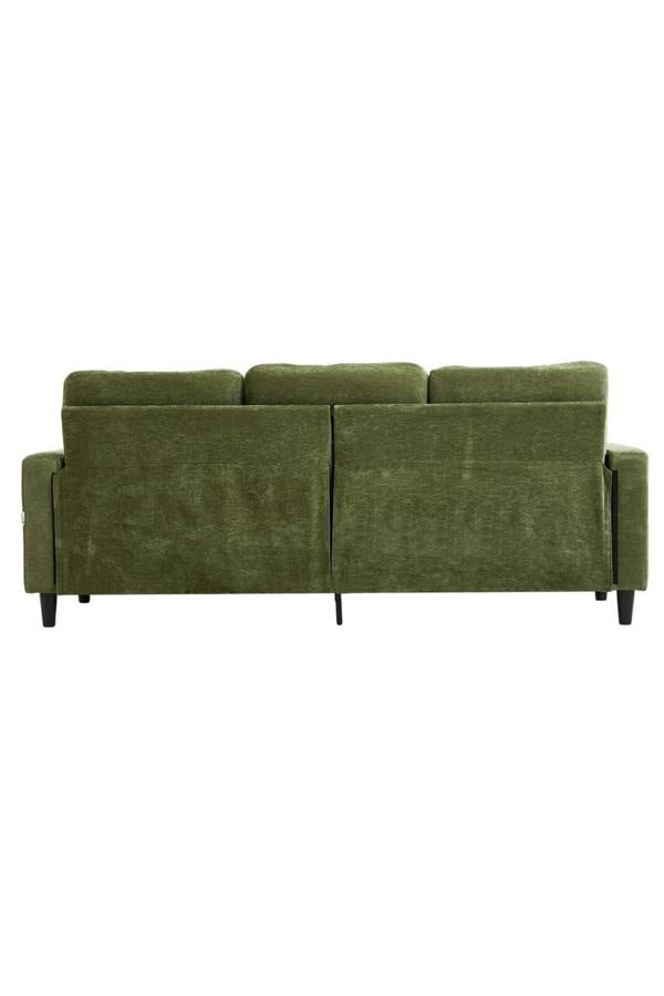 Living and Home Polyester Upholstered L-Shaped 3-Seater Sectional Sofa with Ottoman
