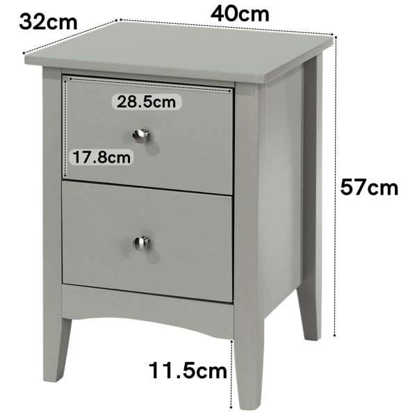 Core Products Set of 2 Como Grey 2-Drawer Bedside Cabinets