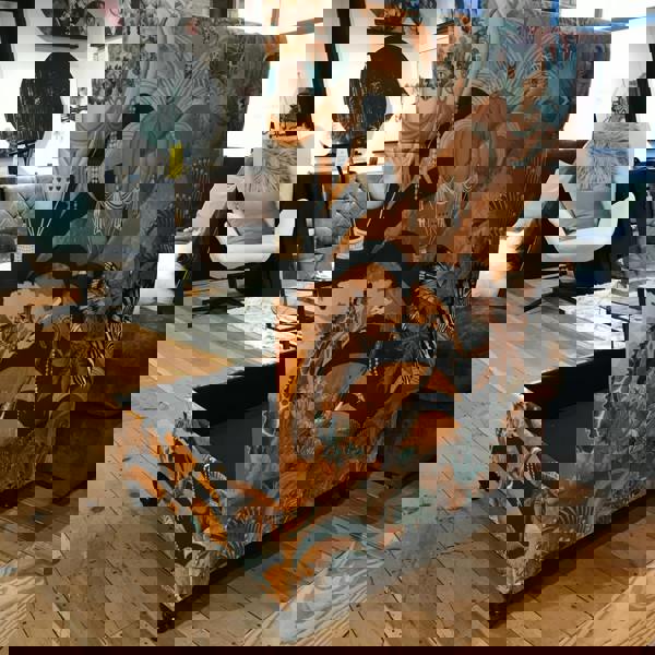 Handmade UK square storage footstool deep buttoned finish
