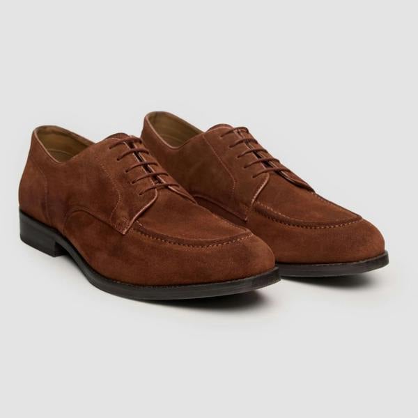 House Of Cavani Brera - Men's Brown Suede Classic Lace-Up Derby Shoes