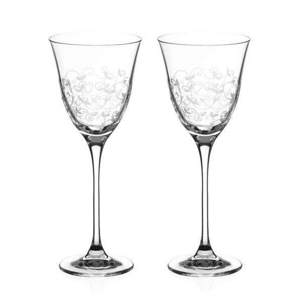 Diamante Floral Collection White Wine Glasses - Set of 2