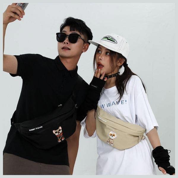 Nimmy Friends Glasses Cool Dog Shoulder Crossbody Bag Black - N-YJ-XB-01