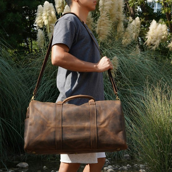 Touribag Genuine Leather Holdall - Brown