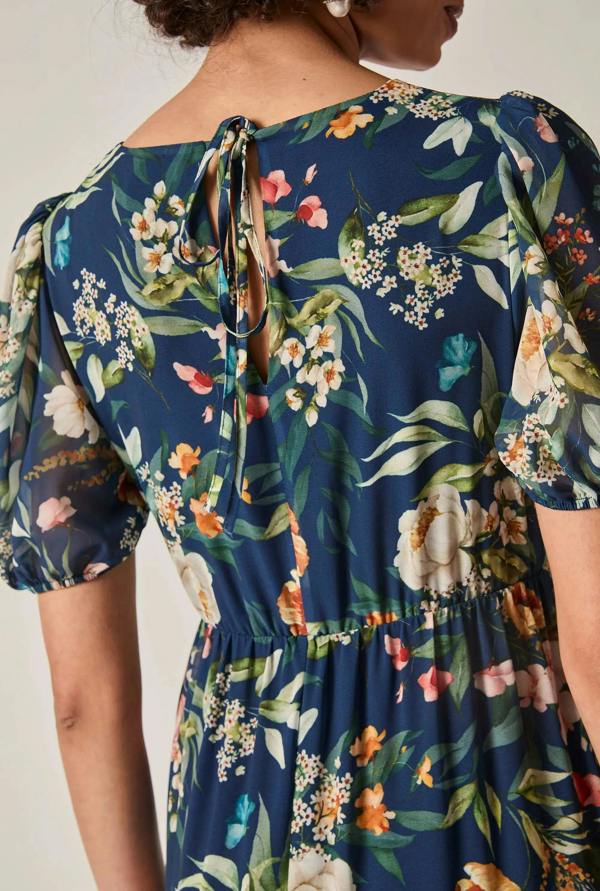 James Lakeland Navy Botanical Floral Maxi Dress