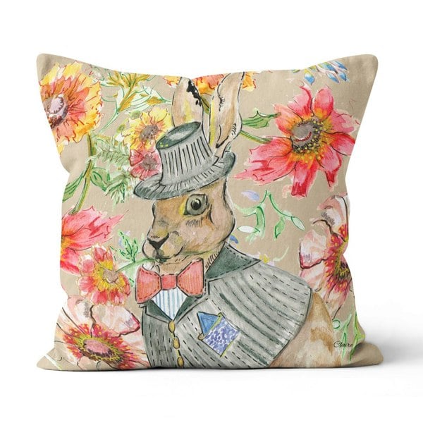 Claire Louise Cottage Floral Hare 45cm x 45cm Double Sided Cushion