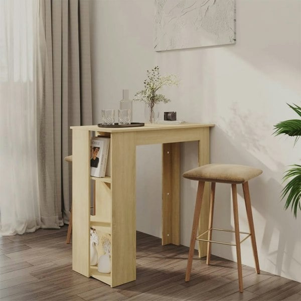 Berkfield Bar Table with Shelf Sonoma Oak 102x50x103.5 cm Engineered Wood