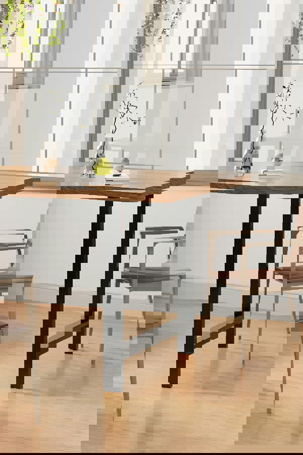 Living and Home 2Pcs Black H-shaped Anti-Slip Metal Table Legs Furniture Replacement Legs for DiningTable, Desks and Workbenches,  75cm(W) x 71cm(H)