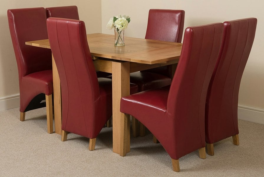 That's Furniture Richmond Small Extending Oak Dining Set with Lola Leather Chairs