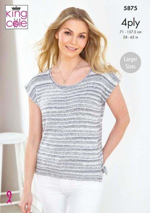 King Cole Summer 4 Ply Knitting Pattern 5875, Tops for Women, 28 - 62 Inches