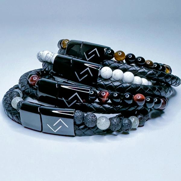 RUNESILK Leather and Howlite Bead Bracelet