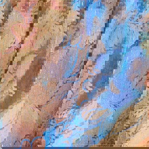 Blue | Printed High Neck Long Sleeve Blouse