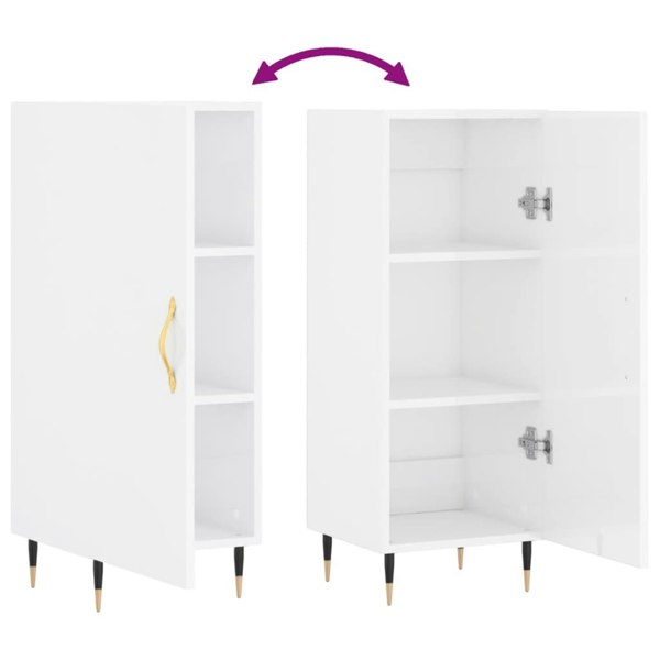 Berkfield Sideboard High Gloss White 34.5x34x90 cm Engineered Wood