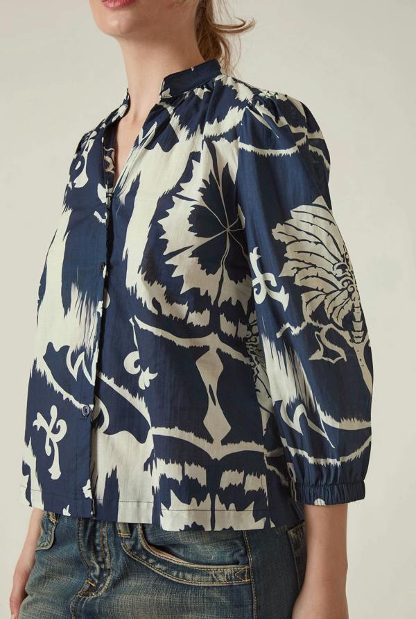 James Lakeland Navy Ornamental Print Shirt