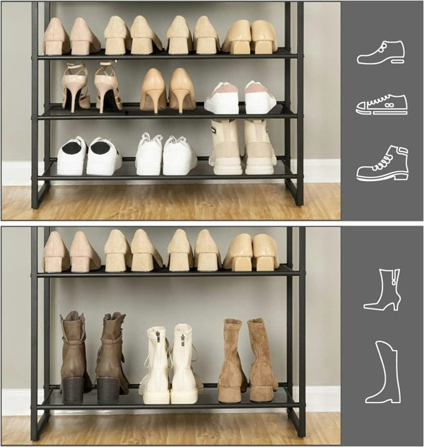 Rafaelo Mobilia Rustic Industrial 10 Tier Shoe Rack - Shoe Storage