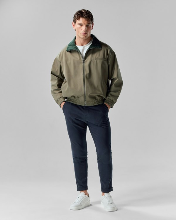 Frolickers Reversible Corduroy Bomber Jacket - Olive / Evergreen