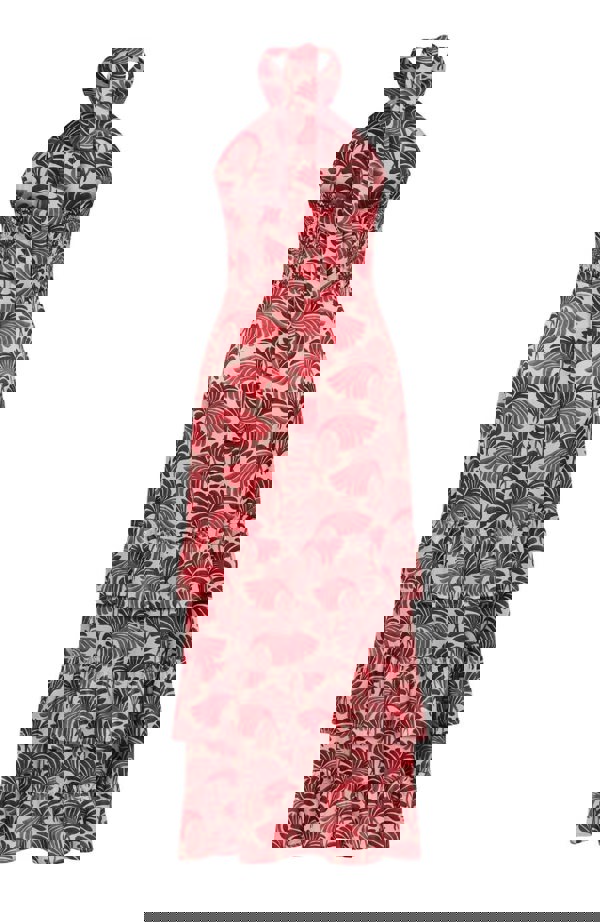 Rewritten London Jamie Dress in Pink Fan Print