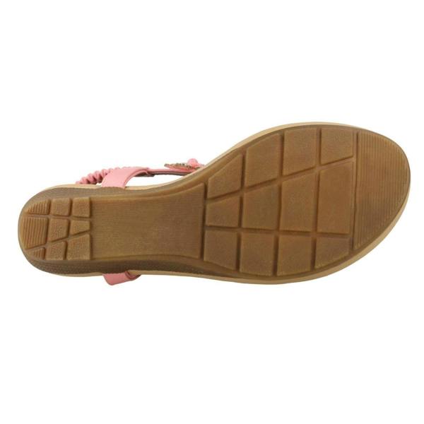 Savannah Ladies Savannah Mid Wedge Toepost Flower Trim Sandals