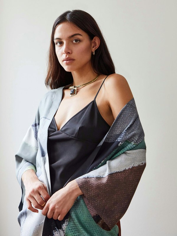 Blue Nude Condesa Silk Kimono