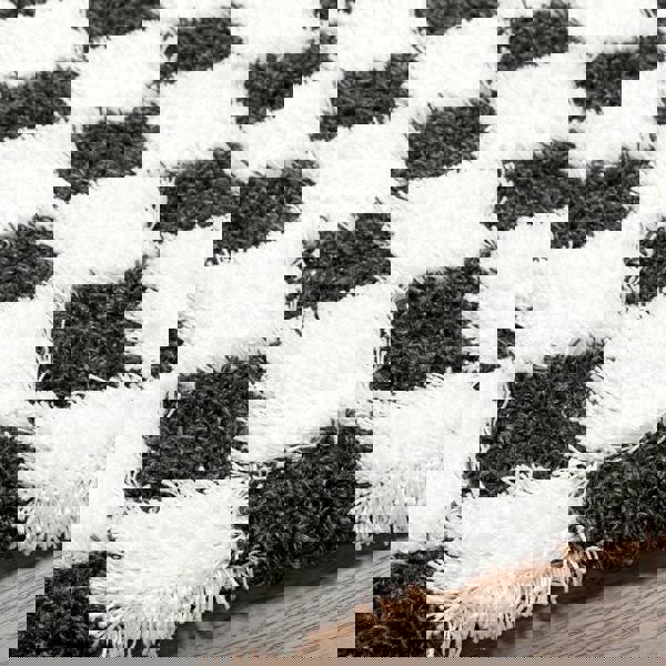 Livabliss Urban Shag-Modern White Black Checkered Soft Plush Pile Rug
