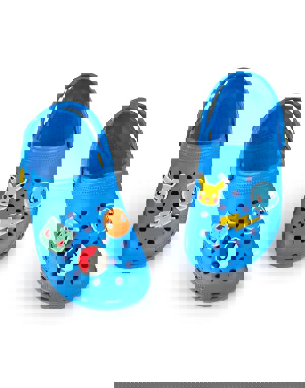 Pokemon Unisex Kids Blue Multi Badge Clogs