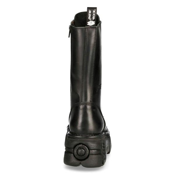 New Rock Unisex Metallic Black Techno Biker Boots- M-MILI211C-C1