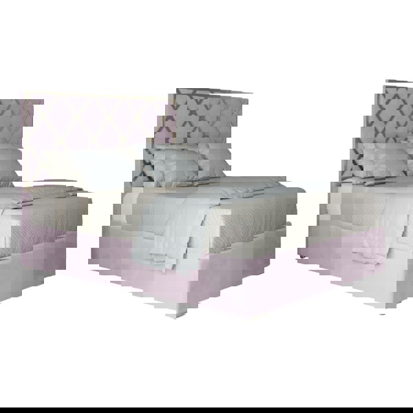 Casa Magna Tammy Upholstered Soft Velvet Metal Bed Frame - Pink