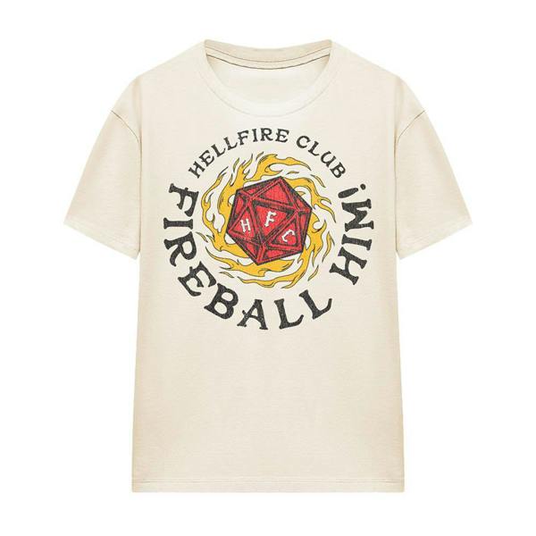 Stranger Things Unisex Adult Hellfire Club Fireball Him Fireball T-Shirt - Natural - 