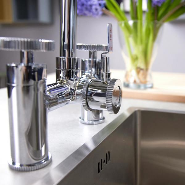 Flode kraft | Industrial Bridge Style 3 in 1 Instant Boiling Tap | Polished Chrome Finish