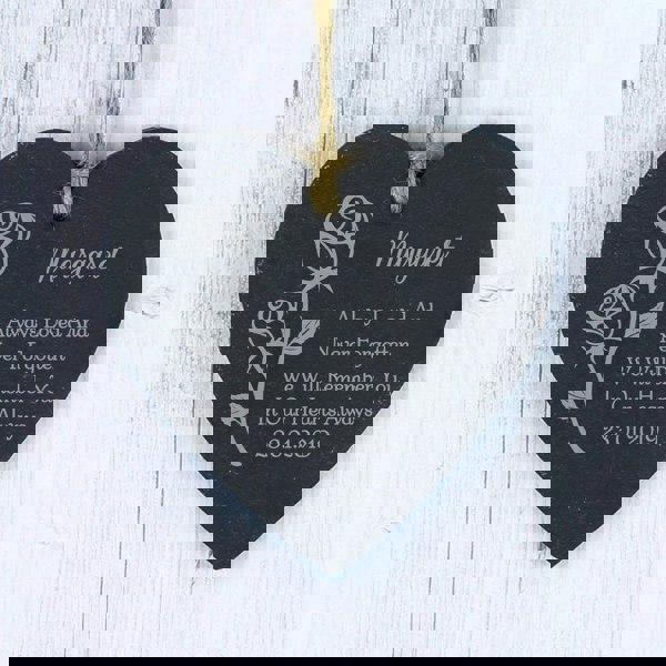 Personalised Memento Company Personalised Rose Slate Heart Decoration