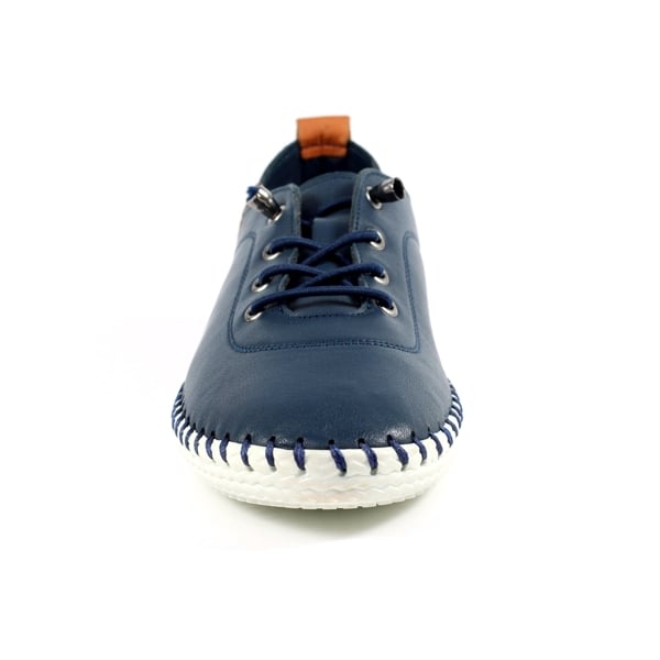 Lunar Women's St Ives Leather Plimsolls - Navy