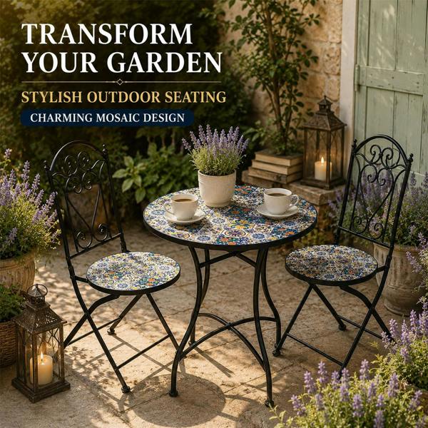 60cm Lisbon Mosaic Bistro Set image 11