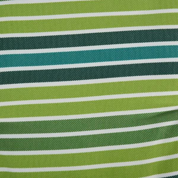 Green and teal striped cushion fabric close-up