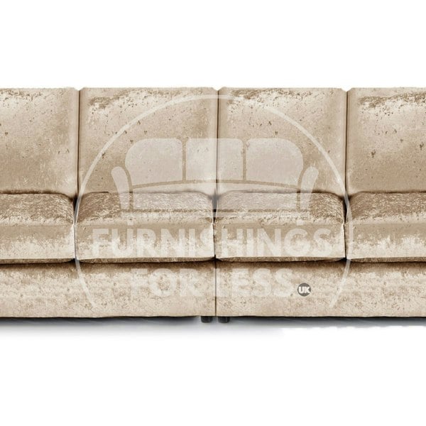 Crystal Crushed Velvet Long Fabric 4 Seater Sofa Full Back - 3