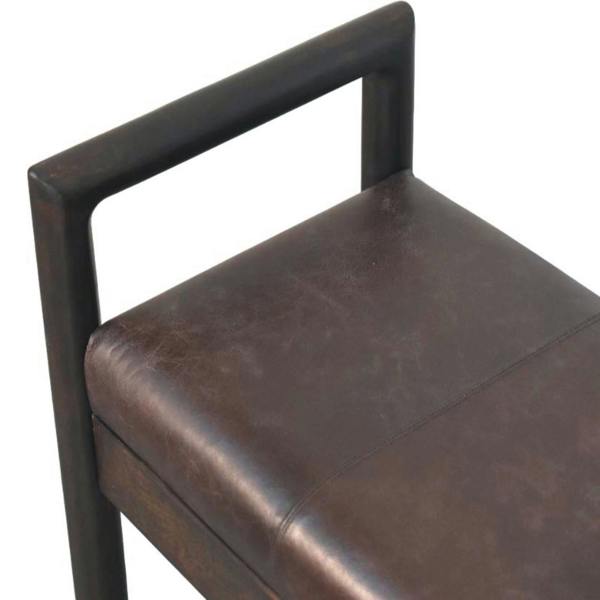 Artisan Furniture Solid Wood Gridline Bench, Upholstered, Dark Brown & Black