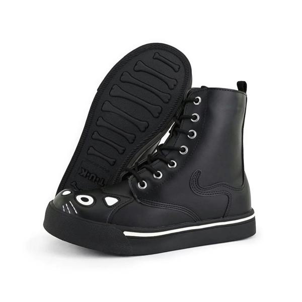 TUK Footwear TUK Women's Kitty Black Vegan Leather Combat Sneaker Boots - A6570L