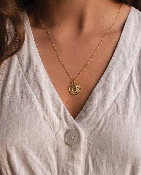 Chunky 14K Gold Coin Medallion Necklace - Necklaces - Elk & Bloom